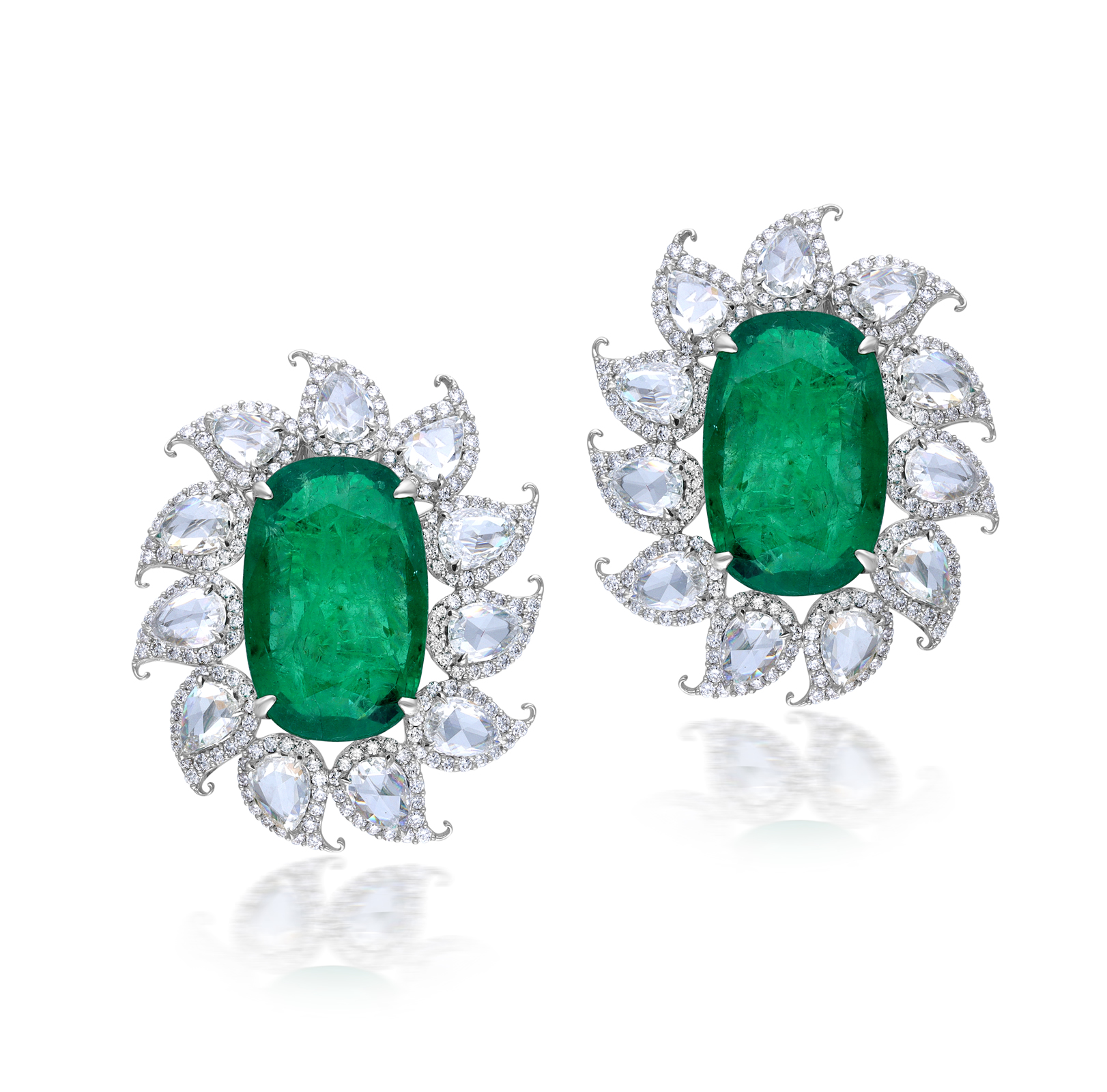 Zambian Emerald & Diamond Earrings 